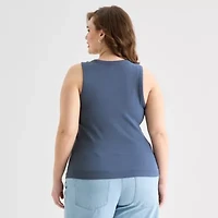 a.n.a Womens Plus High Neck Sleeveless Tank Top