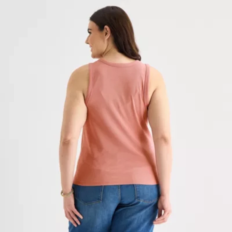 a.n.a Womens Plus High Neck Sleeveless Tank Top