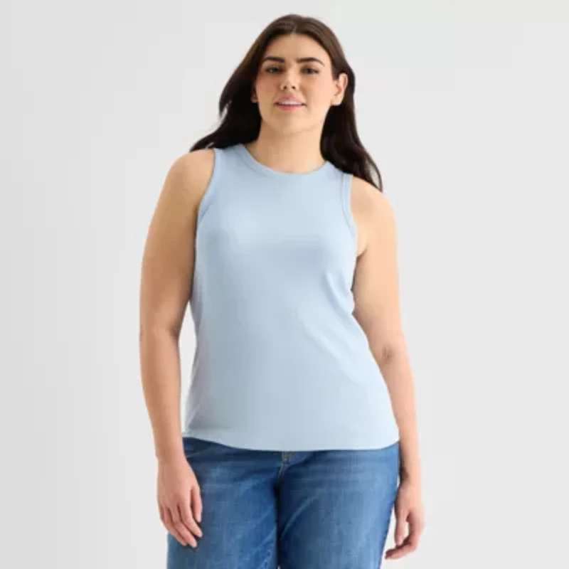 a.n.a Womens Plus High Neck Sleeveless Tank Top