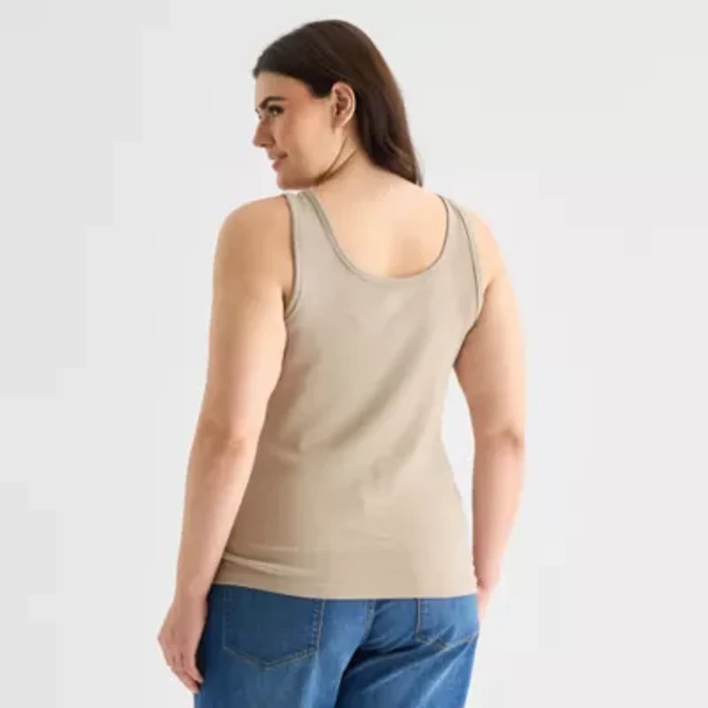 a.n.a Womens Plus U Neck Sleeveless Tank Top