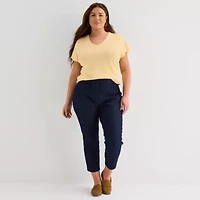 Liz Claiborne Womens Plus V Neck Short Sleeve T-Shirt