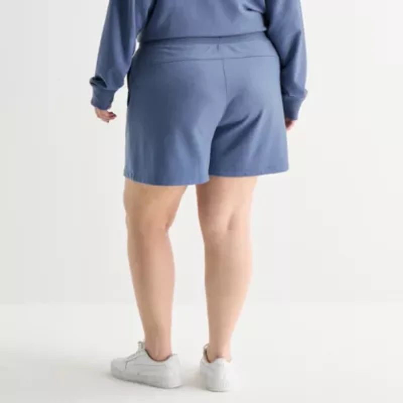 Xersion Womens 4" Plus French Terry Active Pull-On Short