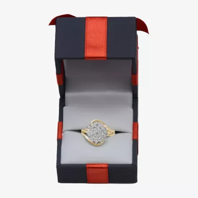 Womens 1 CT. T.W. Natural White Diamond 10K Gold Cluster Cocktail Ring