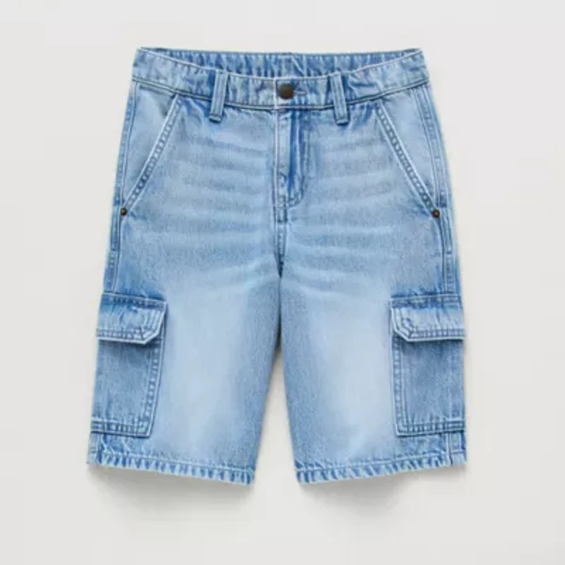Thereabouts Cargo Little & Big Kid Boys Adjustable Waist Denim Short
