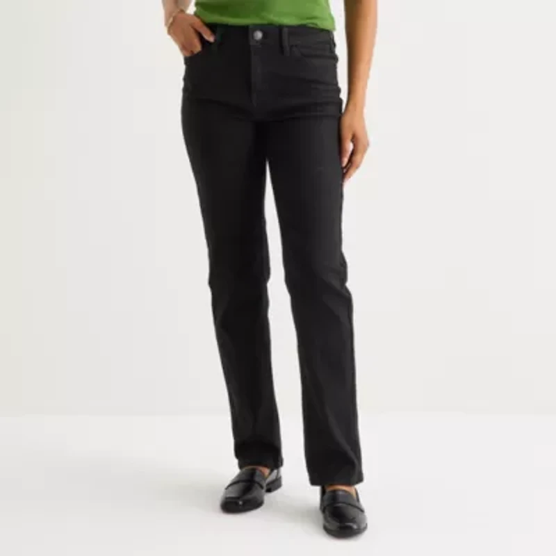 Liz Claiborne Womens High Rise Straight Leg Jean