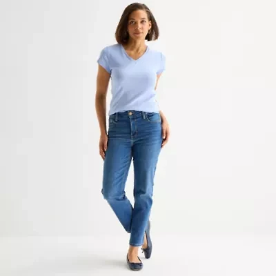 Liz Claiborne Womens Petite Ankle High Rise Pant