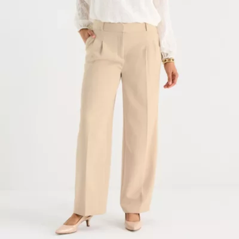 Liz Claiborne Charlotte Womens Wide Leg Mid Rise Trouser