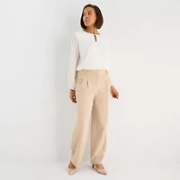 Liz Claiborne Charlotte Womens Wide Leg Mid Rise Trouser
