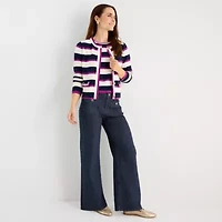 Liz Claiborne Womens Petite Mid Rise Wide Leg Jean