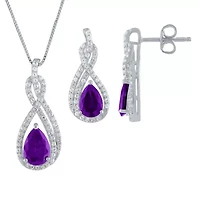 Womens Genuine Purple Amethyst Sterling Silver 2-pc. Jewelry Set