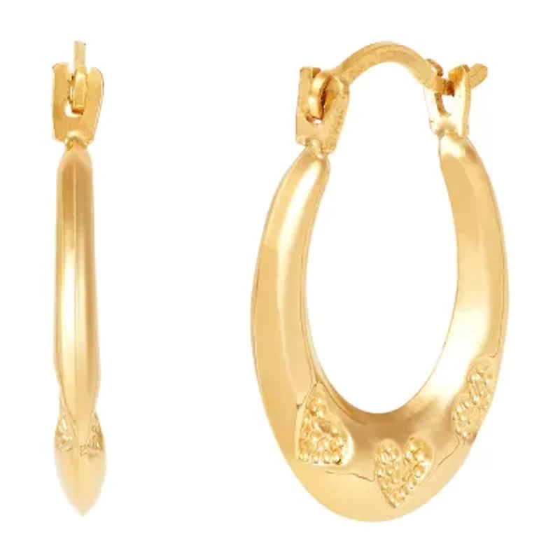 Womens 14K Gold 14.5mm Heart Hoop Earrings