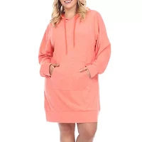 White Mark Womens-Plus Long Sleeve Sweatshirt Dress