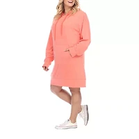 White Mark Womens-Plus Long Sleeve Sweatshirt Dress