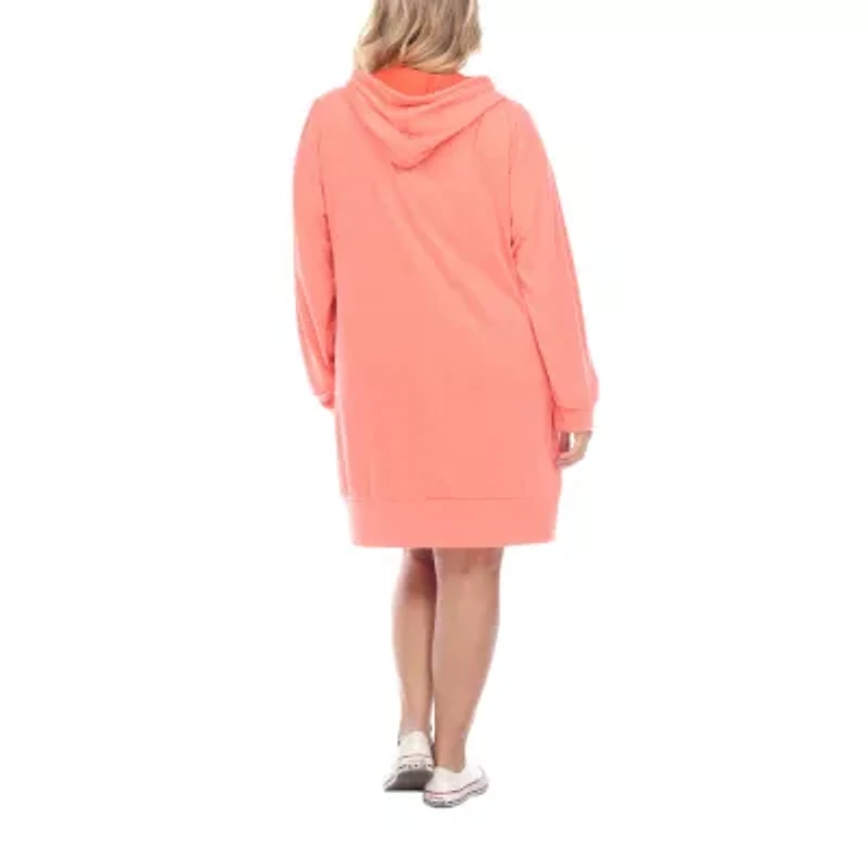 White Mark Womens-Plus Long Sleeve Sweatshirt Dress