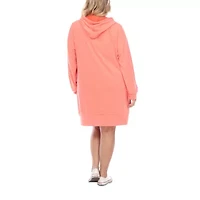 White Mark Womens-Plus Long Sleeve Sweatshirt Dress