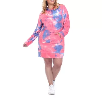 White Mark Long Sleeve Plus Sweatshirt Dress