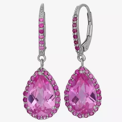 Lab-Created Pink Sapphire & Ruby Sterling Silver Earrings