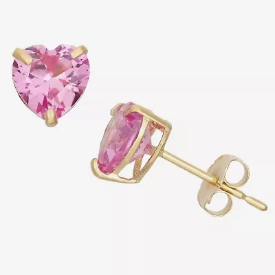 Lab Created Pink Sapphire 10K Gold 6.1mm Stud Earrings