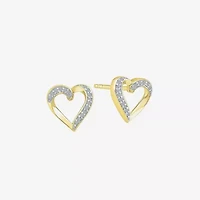 1/10 CT. T.W. Natural White Diamond 10K Gold 10mm Heart Stud Earrings
