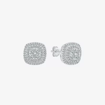 Diamond Blossom 1 CT. T.W. Natural White Diamond 10K White Gold 11.4mm Stud Earrings