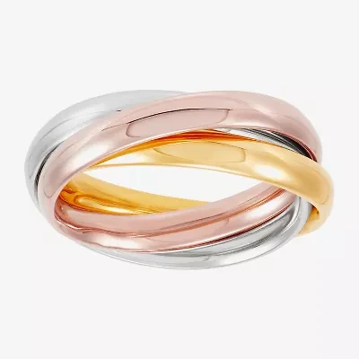 Womens 3MM 14K Tri-Color Gold Round Band