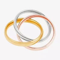 Womens 3MM 14K Tri-Color Gold Round Band