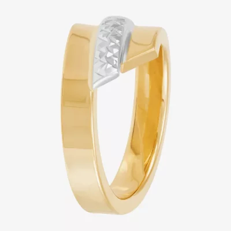 Womens 14K Two Tone Gold Round Bypass  Cocktail Ring