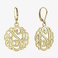 Personalized 14K Gold Over Sterling Silver Monogram Drop Earrings