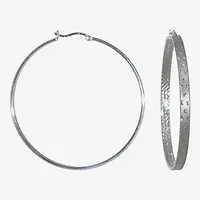 Sterling Silver Diamond Cut Hoop Earring