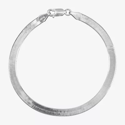 Made in Italy Unisex Adult Sterling Silver 7.5 Inch Solid Herringbone Chain Bracelet