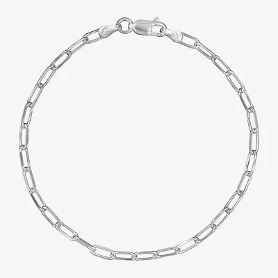 Made in Italy Unisex Adult Sterling Silver 7.5 Inch Solid Paperclip Chain Bracelet