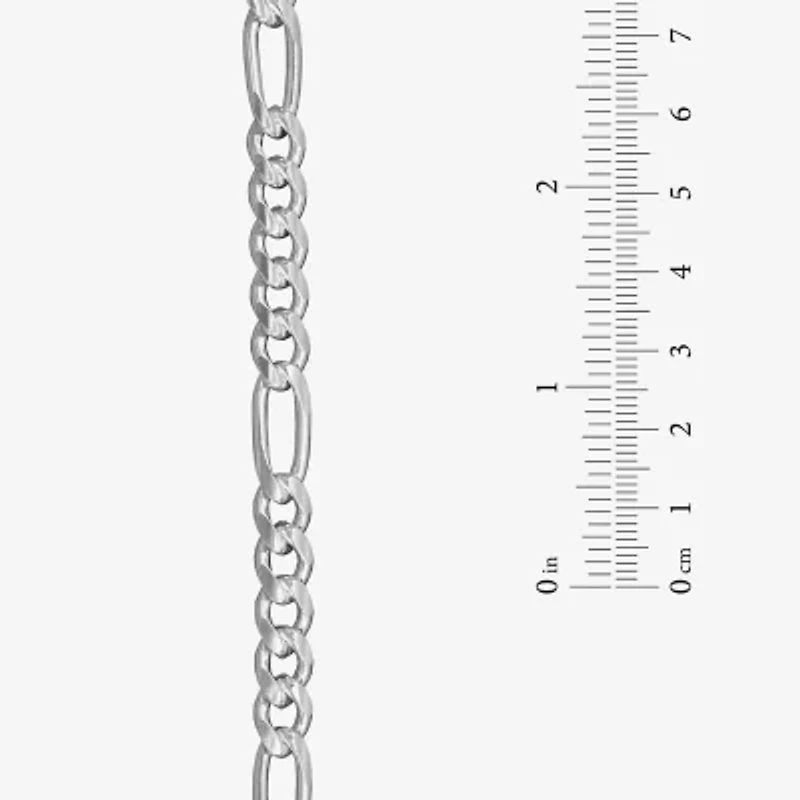 Made in Italy Mens Sterling Silver 8 1/2 Inch Solid Figaro Chain Bracelet