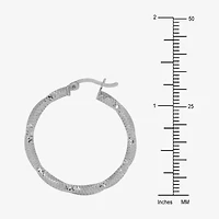 Womens Sterling Silver 30mm Round Hoop Earrings
