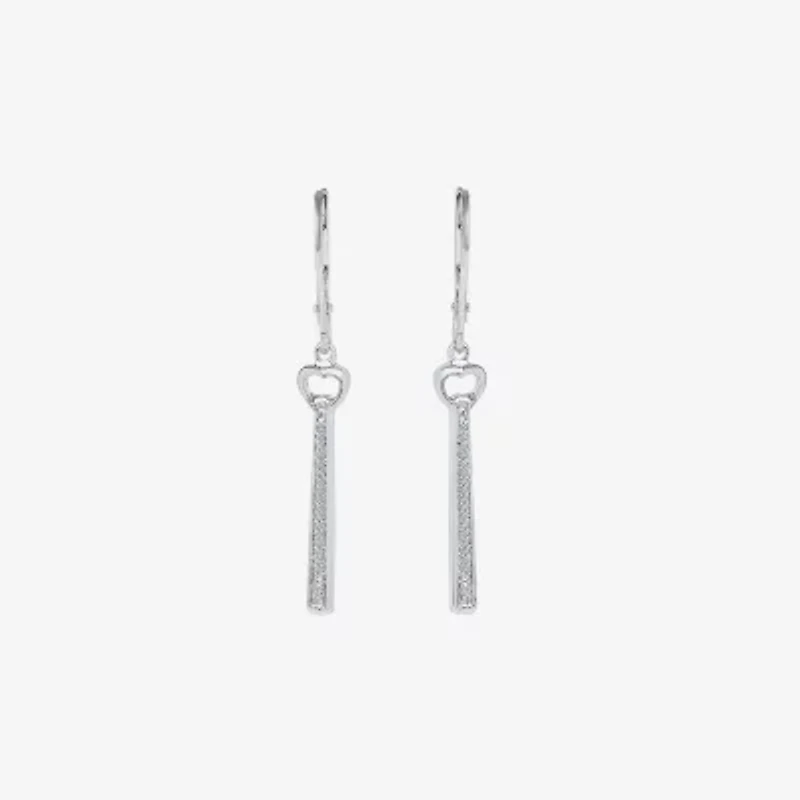 Linear Womens 1/10 CT. T.W. Natural White Diamond Sterling Silver Drop Earrings