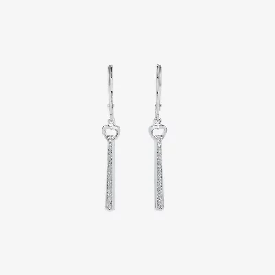 Linear Womens 1/10 CT. T.W. Natural White Diamond Sterling Silver Drop Earrings