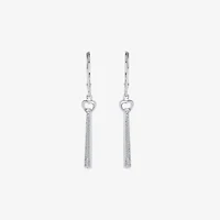 Linear Womens 1/10 CT. T.W. Natural White Diamond Sterling Silver Drop Earrings