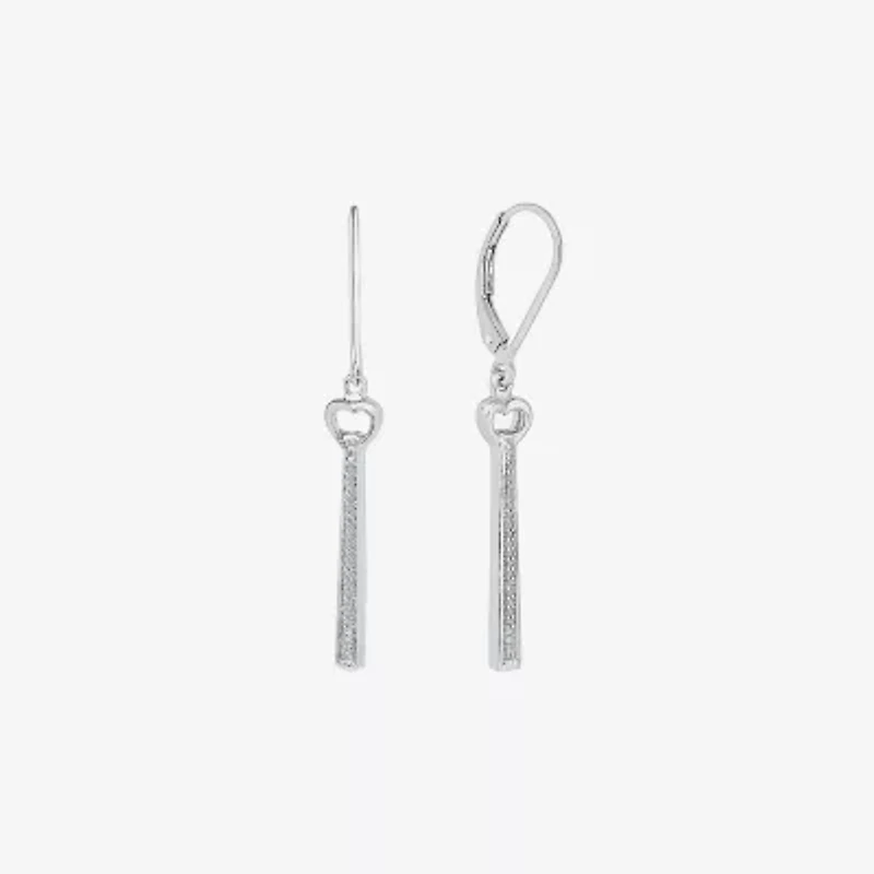 Linear Womens 1/10 CT. T.W. Natural White Diamond Sterling Silver Drop Earrings