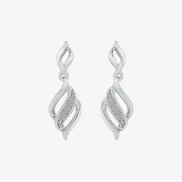 Womens Diamond Accent Natural White Diamond Sterling Silver Drop Earrings