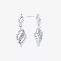 Womens Diamond Accent Natural White Diamond Sterling Silver Drop Earrings