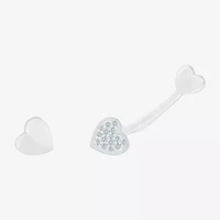 Mismatched Womens Diamond Accent Natural White Diamond Sterling Silver Heart Ear Climbers
