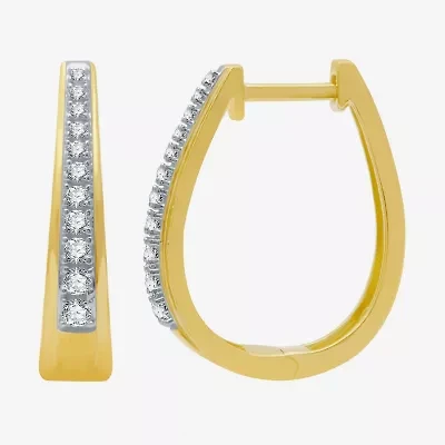 Womens 1/4 CT. T.W. Natural White Diamond 14K Gold Over Silver 19.6mm Hoop Earrings