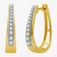 Womens 1/4 CT. T.W. Natural White Diamond 14K Gold Over Silver 19.6mm Hoop Earrings