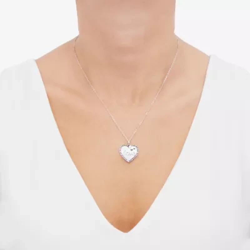 Limited Quantities! "Love" Womens White Mother Of Pearl Sterling Silver Heart 18 Inch Pendant Necklace