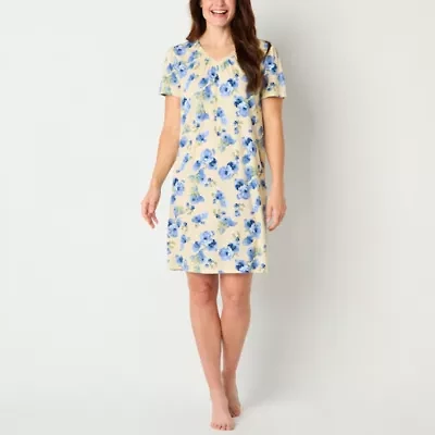 Adonna Womens V Neck Short Sleeve Nightgown