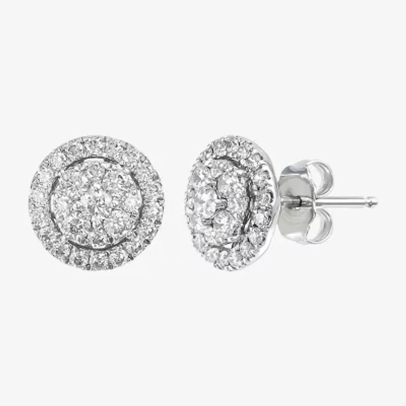 Limited Quantities! (H-I / Si1-Si2) 1 CT. T.W. Lab Grown White Diamond 10K White Gold 9mm Round Stud Earrings