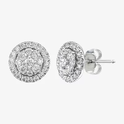 Limited Quantities! (H-I / Si1-Si2) 1 CT. T.W. Lab Grown White Diamond 10K White Gold 9mm Round Stud Earrings