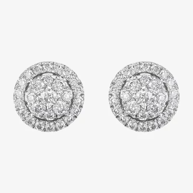 Limited Quantities! (H-I / Si1-Si2) 1 CT. T.W. Lab Grown White Diamond 10K White Gold 9mm Round Stud Earrings