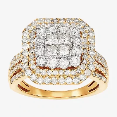 Limited Quantities! Womens 2 CT. T.W. Natural White Diamond 10K Gold Cushion Engagement Ring