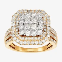 Limited Quantities! Womens 2 CT. T.W. Natural White Diamond 10K Gold Cushion Engagement Ring