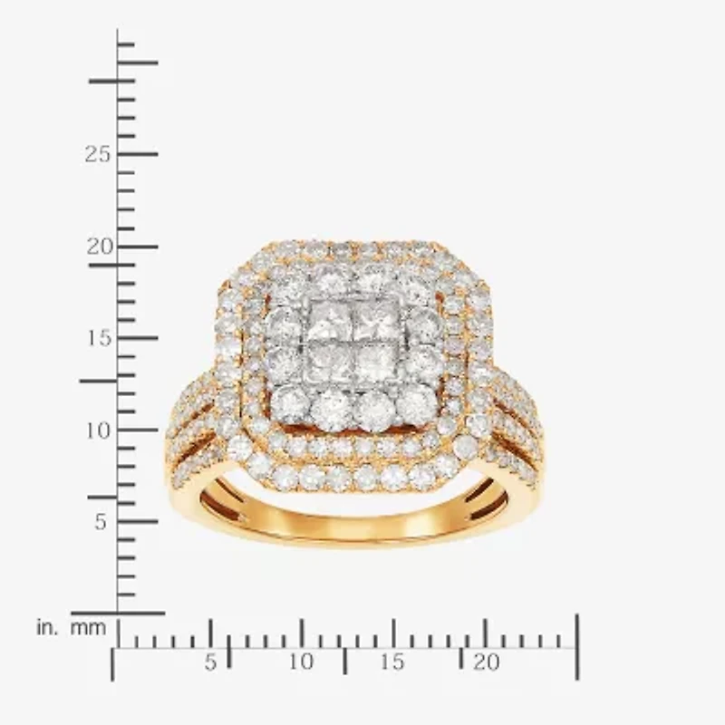 Limited Quantities! Womens 2 CT. T.W. Natural White Diamond 10K Gold Cushion Engagement Ring